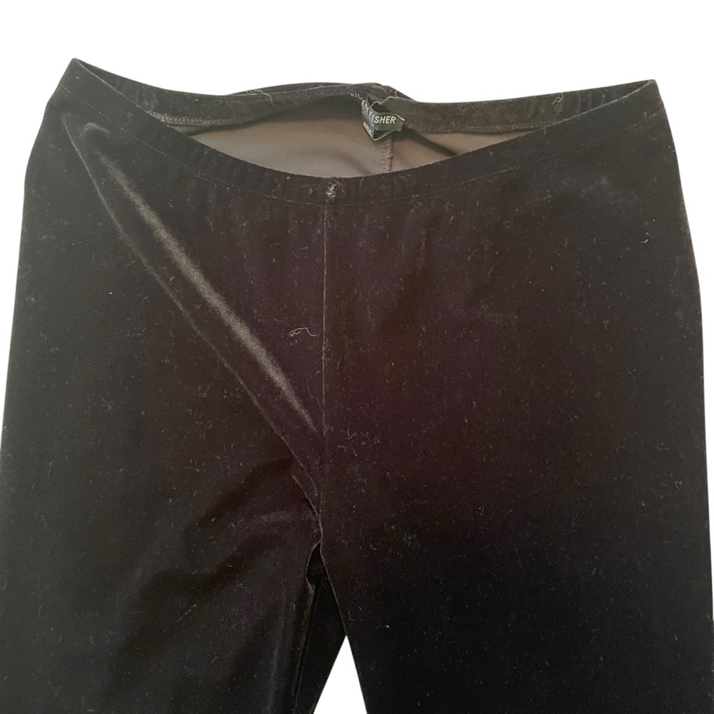 Eileen Fisher Black Stretch Velvet Knit Leggings MP - Picture 3 of 6